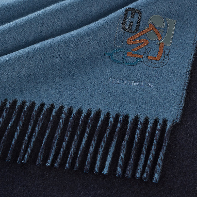 Recto-Verso PM H Puzzle scarf - Blue | Hermès Singapore